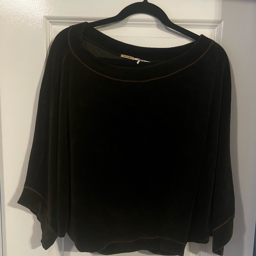 Max Studio velvet short sleeve oversized shirt
